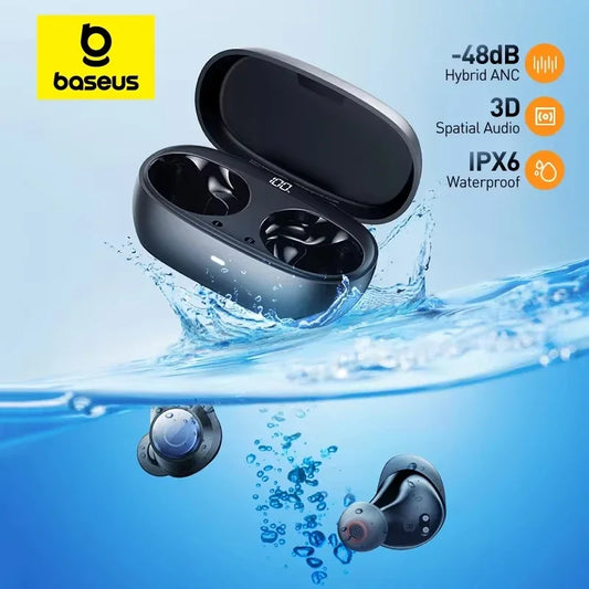 Бездротові навушники Baseus Bowie MA10 Pro ANC 48dB гібридне ANC Bluetooth 5.3 навушники IPX6 водонепроникність 4 мікрофони ENC спортивні навушники