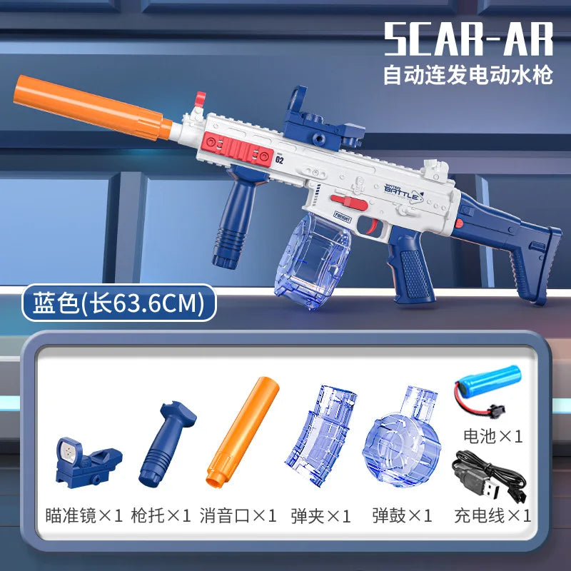 Electric water gun with fully automatic suction and continuous firing large capacity water sucking shooting water playing summer