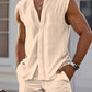 2025 summer new men's casual sports sleeveless vest shirt fashion loose comfortable outdoor sleeveless shorts beach two sets