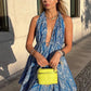 Sexy Halter Neck Beach Dresses For Women Printed Deep V-neck Backless Mini A-line Dress Chic Party Vacation Casual Lady Vestidos