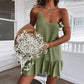 Dress Women Sexy Spaghetti Strap Ruffle Summer Dress 2025 Cotton Linen Vestidos Green Dresses Off Shoulder Sexy Mini Sundress