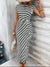 Elegant And Elegant Waist Lace Up Striped Round Neck Short Sleeve Long Dress Summer Party Bodycon Women's Dresses