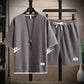 Men's casual sports suit, Korean style short-sleeved shirt + quarter pants, fashion high-end two-piece set, new summer 2025