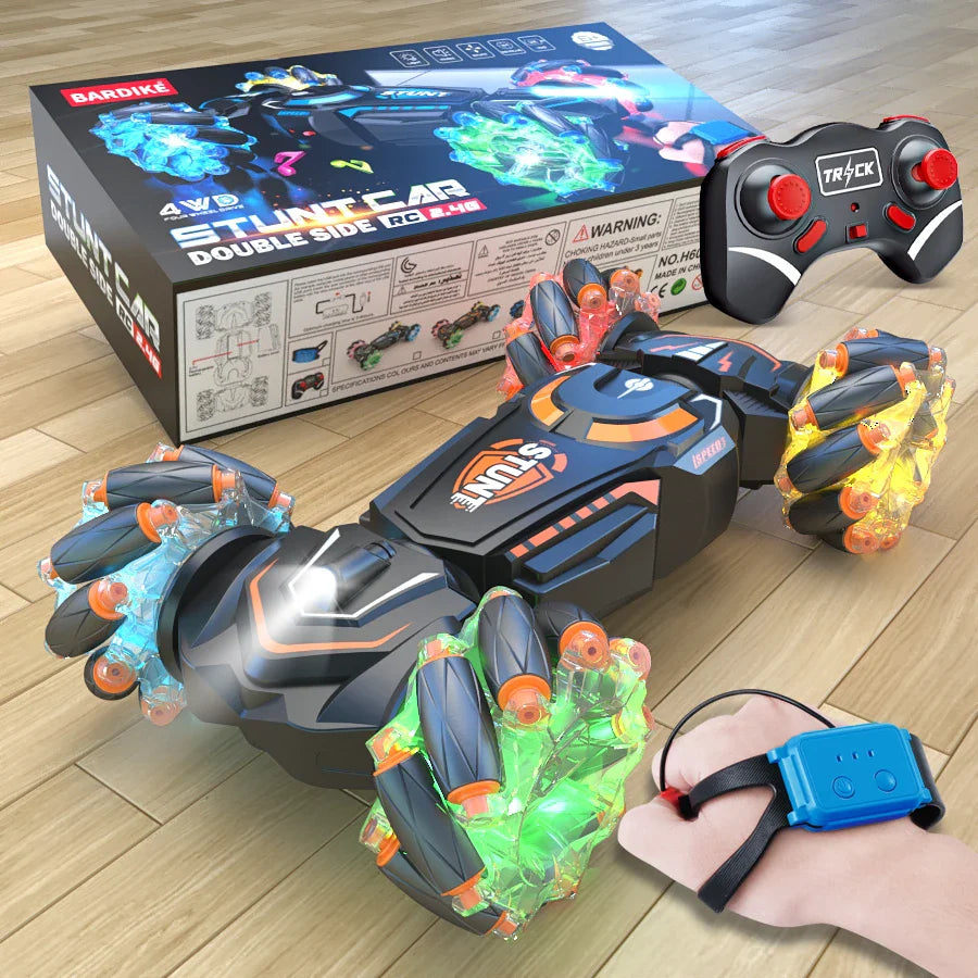 4WD RC трюкова машина з обертанням і дрифтом, 2.4G бездротове дистанційне керування, звукова та світлова іграшкова машина для дітей та хлопчиків