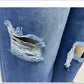 Women Jeans Wide Leg Pants Denim High Waist Zipper Fly Washing Holes Pockets High Street Ankle Length Flash Spring 2024