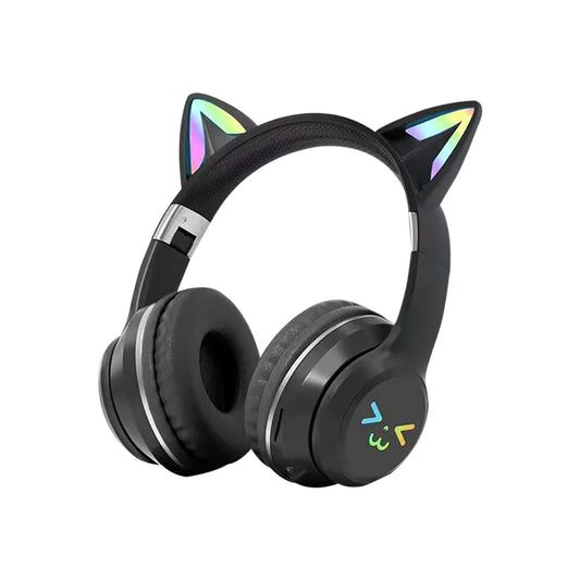 Градієнтні бездротові навушники RGB з милими вушками котика, Bluetooth-навушники з мікрофоном, стерео музика, ігрові навушники для дівчаток і дітей, подарунки