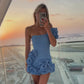Laxsesu Elegant White Mini Dresses 3D Flower Luxury One Shoulder Sleeveless Pleated Cocktail Party Evening Bodycon Dress Female