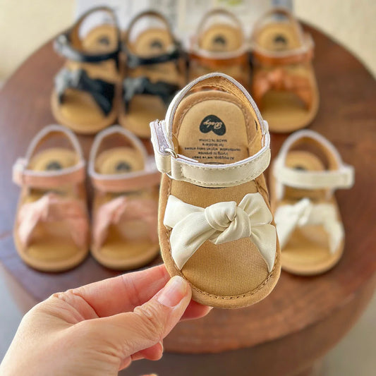 Infant Baby Girl Boy Sandals Comfort Premium Summer Outdoor Casual Beach Shoes with Flower Bowknot Anti Slip Rubber Sole Newborn