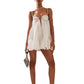 Women Loose Spaghetti Strap Dress Summer Crystal Rhinestone Cutout Cocktail Party Mini A-line Dress for Beach Nightclub