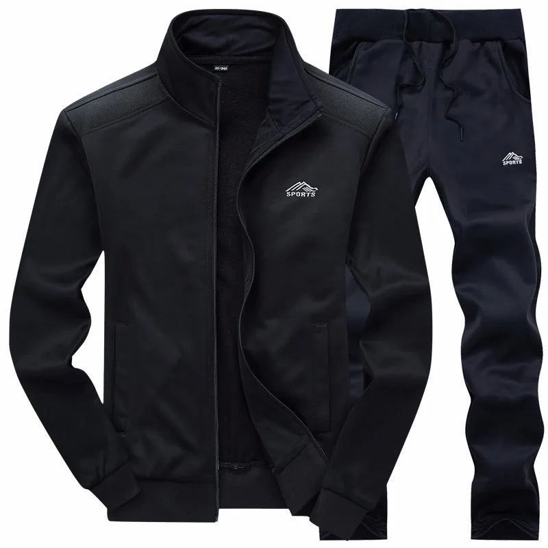 New Men Sets Fashion Sporting Suit Warm Embroidery Zipper Sweatshirt +Sweatpants Men Clothing 2 Pieces Sets Slim Tracksuit 2025