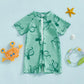 MISOWMNJOY Summer Children Boys Rash Guard Swimsuit Cute Octopus Print Zip Up Short Sleeve Baby Boys Swimwear Bathing Suit