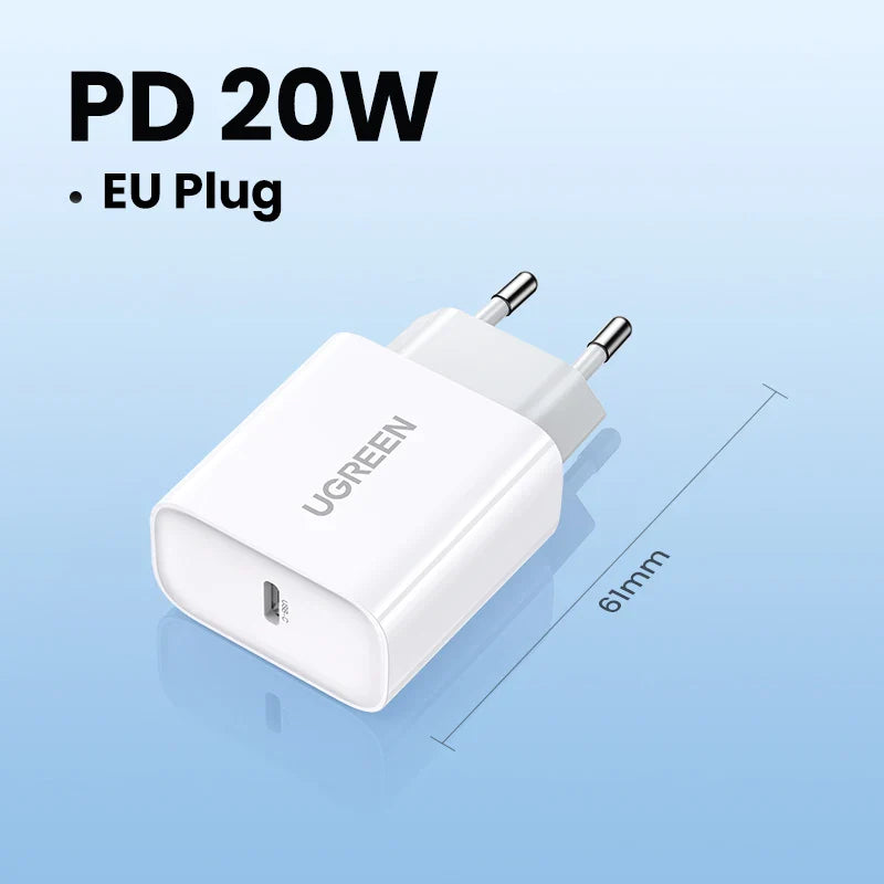 UGREEN Quick Charge 4.0 3.0 QC PD Charger 20W QC4.0 QC3.0 USB Type C Fast Charger for iPhone 16 15 14 Pro Xiaomi Phone PDCharger