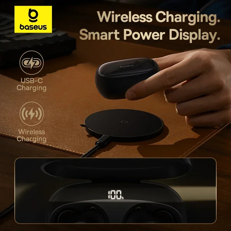 Бездротові навушники Baseus Bowie MA10 Pro ANC 48dB гібридне ANC Bluetooth 5.3 навушники IPX6 водонепроникність 4 мікрофони ENC спортивні навушники