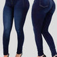 Woman's pure color jeans denim high waist jeans street play cultivate one's morality pants shaping figure with high waist jeans