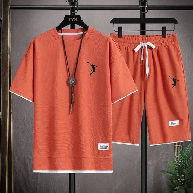 2025NewSummer New Mens Tracksuit Linen Fabric T-shirt and Shorts Two Piece Set Men Sports Suit Fashion Breathable Sets
