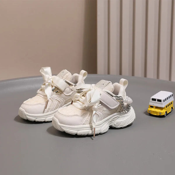 Children's Shoes 2025 New Toddler Girls Sport Shoes Pearl Soft Sole Breathable Outdoor Tennis Fashion Kids Sneakers EU21-30