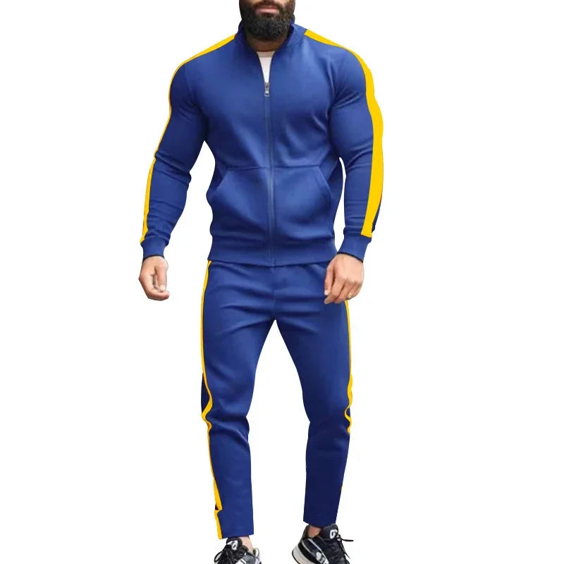 Casual Tracksuits Mens Autumn Fashion Side Striped Jackets And Pants Two Piece Sets For Men Sports Fitness Sweatsuits Streetwear