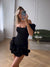 Laxsesu Elegant White Mini Dresses 3D Flower Luxury One Shoulder Sleeveless Pleated Cocktail Party Evening Bodycon Dress Female