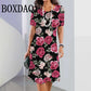 Fashion Flowers Printed Dress Clothing Women's Short Sleeve Summer Elegant O-Neck Mini Dresses Loose Streetwear 2025 New Spring