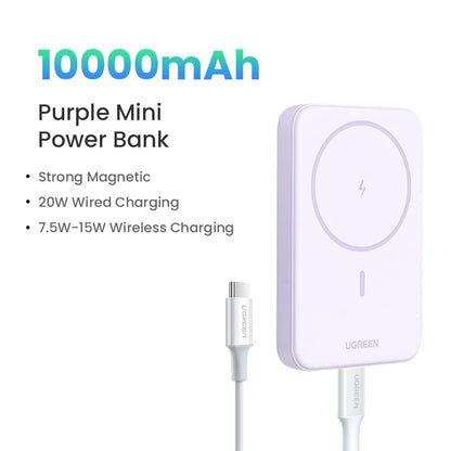 UGREEN PD20W Портативний магнітний павербанк 10000мАг з бездротовою швидкою зарядкою для Magsafe для iPhone 15 Pro Max 16 Pro