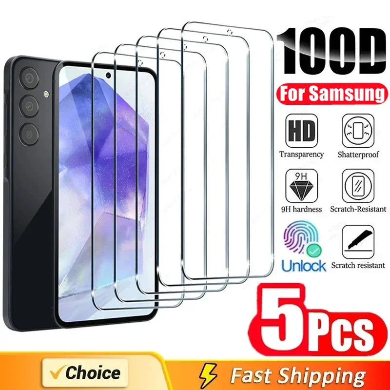 5 шт. захисне скло для Samsung A55 A15 A54 A34 A13 A14 A53 A52 A12 A33 A52S A32 A35 A71 A72 A51 A22 S10E S20FE загартоване скло