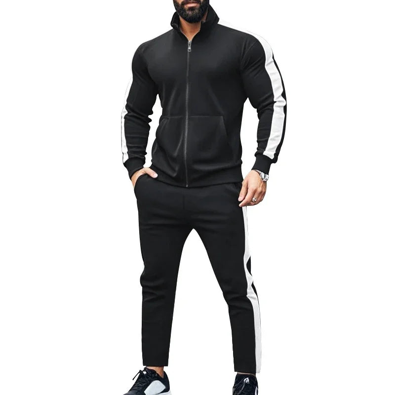 Casual Tracksuits Mens Autumn Fashion Side Striped Jackets And Pants Two Piece Sets For Men Sports Fitness Sweatsuits Streetwear