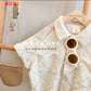 Boys Summer Set 2025 Fashion New Korean Cutout Apricot Shirt and 7-inch Pants for Kids Baby Loose Casual 2pcs Set Birthday Gift