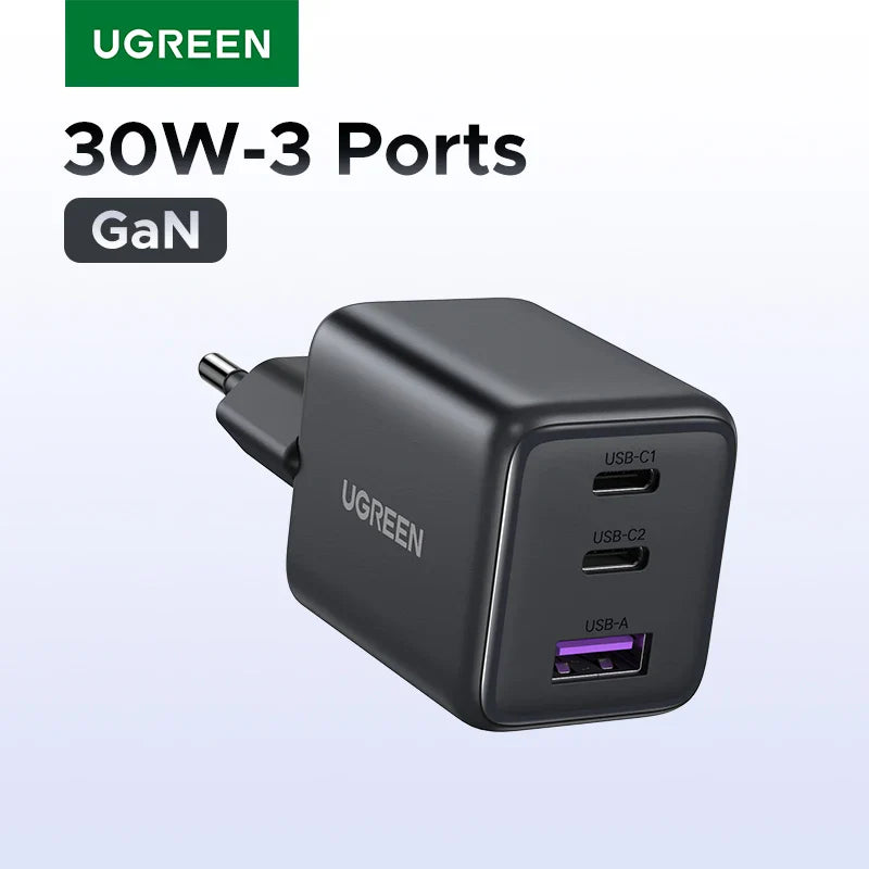 UGREEN 30W GaN зарядний пристрій PD 3.0 QC4.0 USB C зарядний пристрій для iPhone 16 15 14 Pro Samsung S25 Xiaomi планшет iPad Air Pro зарядний пристрій для телефону