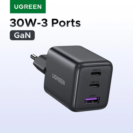 UGREEN 30W GaN зарядний пристрій PD 3.0 QC4.0 USB C зарядний пристрій для iPhone 16 15 14 Pro Samsung S25 Xiaomi планшет iPad Air Pro зарядний пристрій для телефону