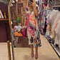 Casual V Neck Loose Midi Dresses For Women Summer Leopard Colorful Printed A-Line Party Dress Short  Sleeve Female Clothing