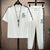 Summer Men's Trousers Tracksuit 2 Piece Set Fashion Tops Tees Ice silk Short Sleeve T Shirt+Pants Vintage Casual Sweatpants