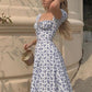 Summer Women Puff Sleeve Floral Printed Dress,Long Dresses,Woman Clothing,Dress Women,Women's Elegant Dresses,Sexy Costume Women