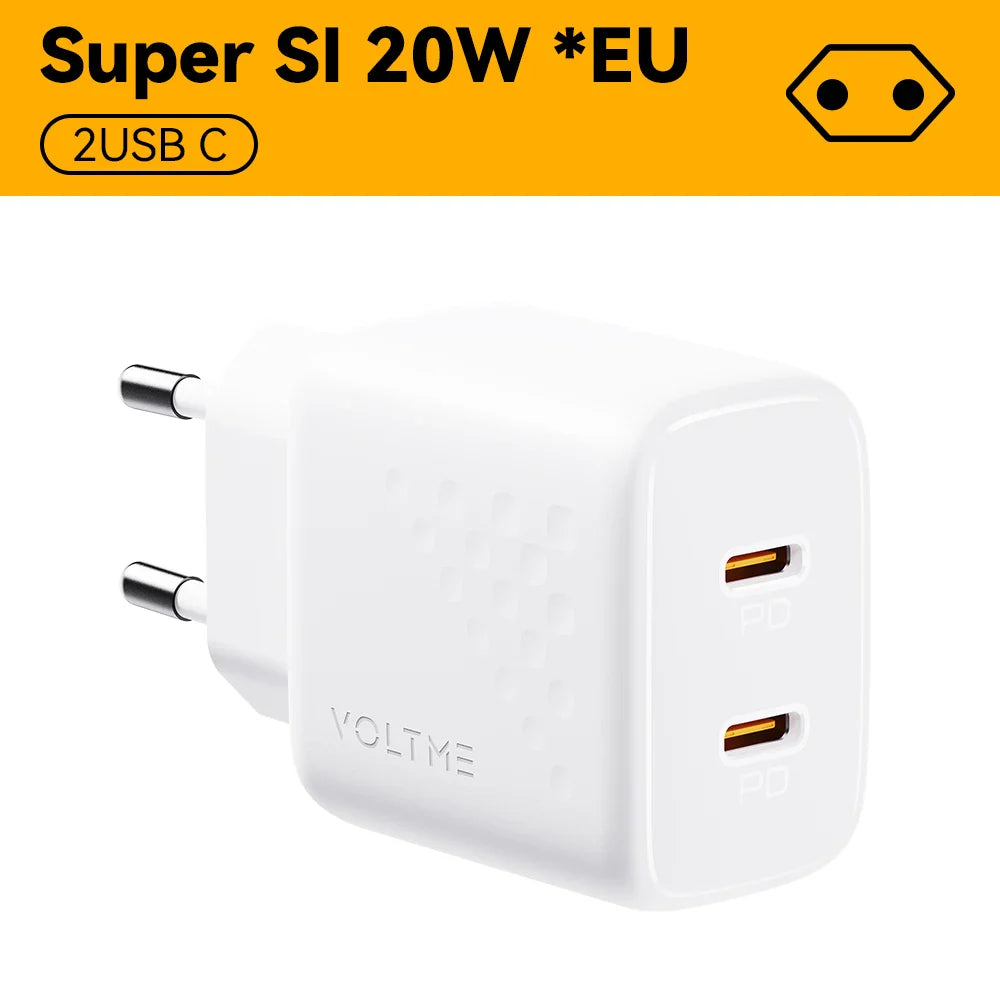 Зарядний пристрій VOLTME USB Type C 20W швидка зарядка Quick Charge для iPhone 13 12 Pro Max PD швидка зарядка для Xiaomi Samsung Huawei