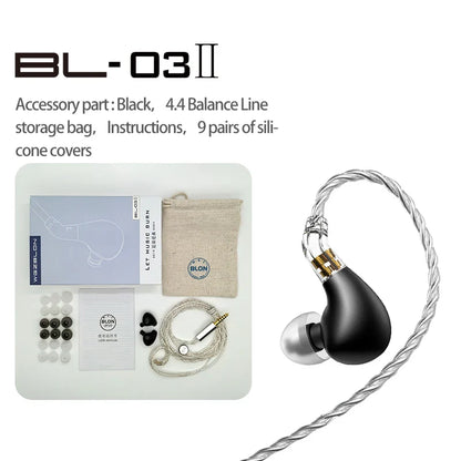 BLON New BL03 II 10mm Dual-Chamber Dynamic Driver IEM Hifi Earphones With 0.78mm 2Pin Detachable Cable 3.5 4.4mm BL03 2