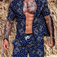 Beach Style Casual Two Piece Mens Outfits Set Summer Fashion Striped Short Sleeve Lapel Shirts and Shorts Suits for Men Clothing