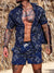 Beach Style Casual Two Piece Mens Outfits Set Summer Fashion Striped Short Sleeve Lapel Shirts and Shorts Suits for Men Clothing