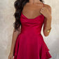 Satin Silk Women Sexy Cami Playsuits Dress Solid Cowl Neck Sleeveless Short Jumpsuits Summer Cross Tie-Up Backless Romper