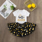Hello 2025 Print  2 Piece Baby Girls Bodysuit Dress Set New Year Girl Short Sleeve Romper + Tutu Skirt Infant Dresses Set Outfit