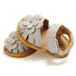 Infant Baby Girls Beach Sandals Flats and Soft Sole Non-slip Flower Princess Wedding Dress Walking Shoes for Newborn Baby