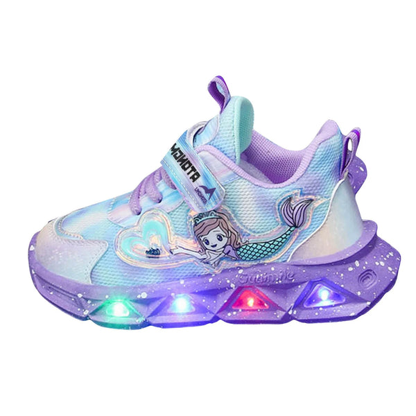 Led Lights Mesh Breathable Children's Sports Shoes New Cartoon Boys Dinosaur Sports Baby Girls Flats Casual Sports Running Shoes