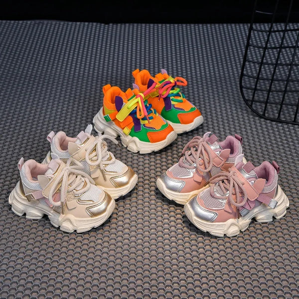 Students Sports Shoes Thick Soft Sole Boys Girls Running Shoes Colorful Fashion 2024 New Trend Children Sneakers Non-slip Casual
