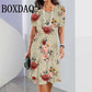 Fashion Flowers Printed Dress Clothing Women's Short Sleeve Summer Elegant O-Neck Mini Dresses Loose Streetwear 2025 New Spring