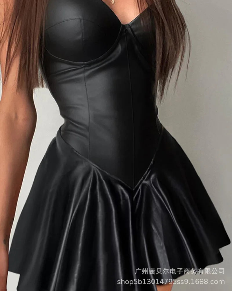 Women's Dress Solid Color Sexy Bra Sleeveless Button Zipper Dress 2024 Summer
