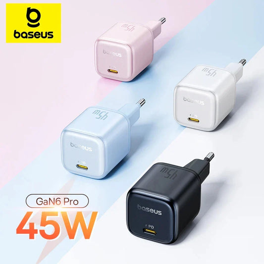 Baseus Picogo 45W USB зарядний пристрій PD QC 3.0 швидка зарядка швидкий зарядний пристрій для iPhone 16 15 14 Pro дорожній зарядний пристрій для телефону Samsung S24