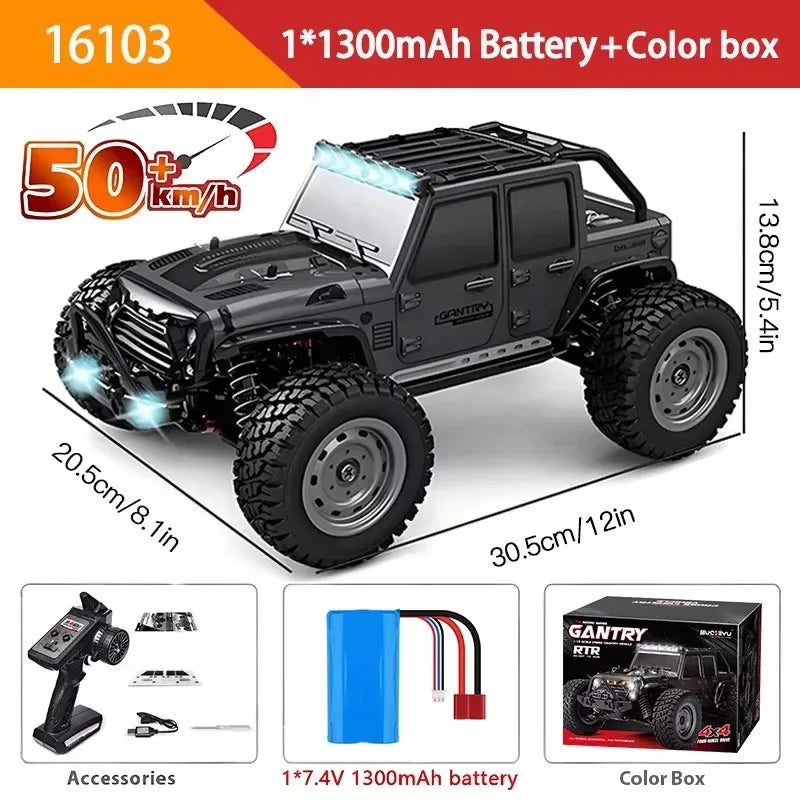1:16 4WD RC автомобіль 70 км/год або 50 км/год з LED пультом дистанційного керування, високошвидкісний дрифт-монстр 4x4 вантажівка для дітей проти Wltoys 144001 іграшки