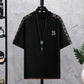 Summer New Fashion Trend Short Sleeve Shorts Ice Silk Suit Men Loose Sports Breathable Large Size High Quality Two-Piece Set