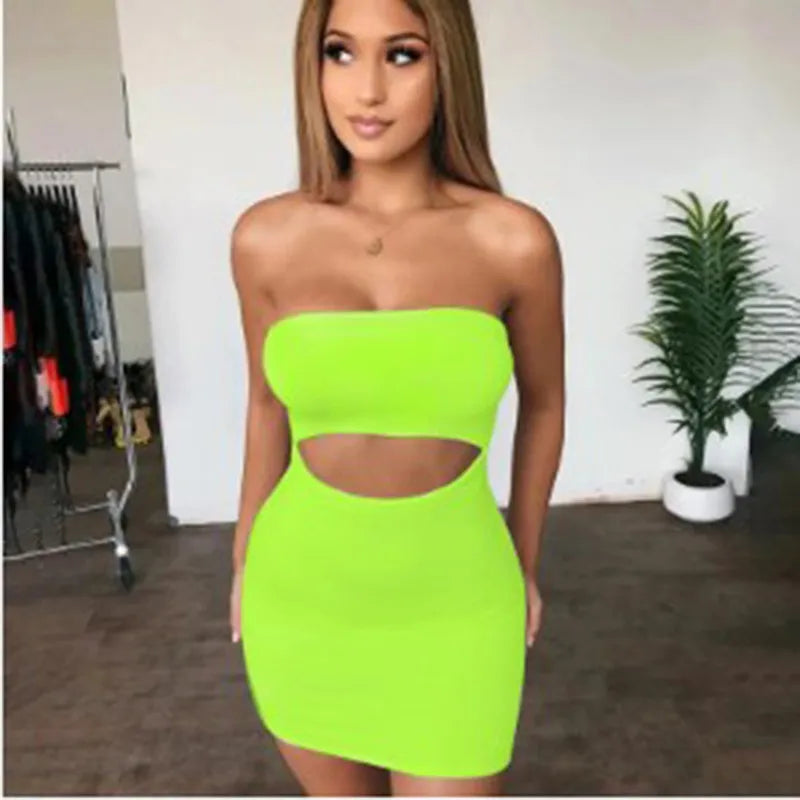 Summer sexy slim bag hip tube top off shoulder sleeveless dress women