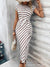Elegant And Elegant Waist Lace Up Striped Round Neck Short Sleeve Long Dress Summer Party Bodycon Women's Dresses