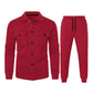 Men Two-piece Suit Set Winter Thick Warm Casual Suit Outfit Long Sleeve Coat Long Trousers Set Fashion Men's Activewear Outwear