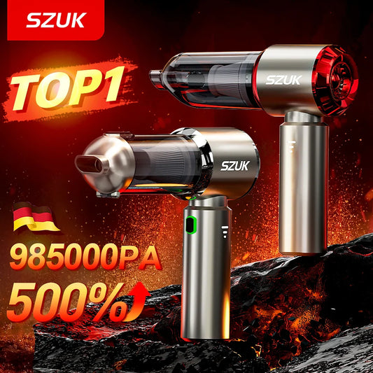 Пилосос для автомобіля SZUK C012MAX, потужне всмоктування, міні-пристрій для прибирання, бездротовий портативний ручний вентилятор, побутова техніка
